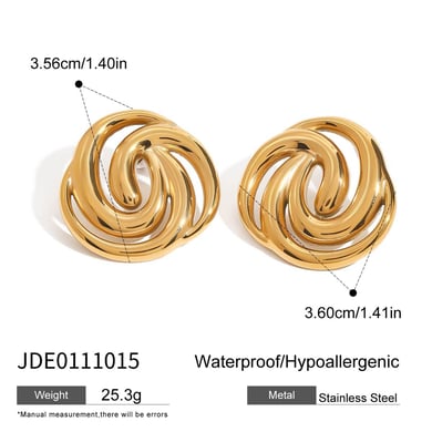 1 par de pendientes de botón elegantes de acero inoxidable anular de color dorado para mujer h5 