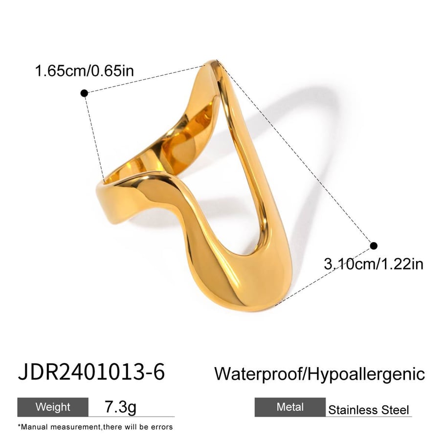 Anillos individuales para mujer de acero inoxidable color dorado, serie clásica de Europa y América, 1 pieza 