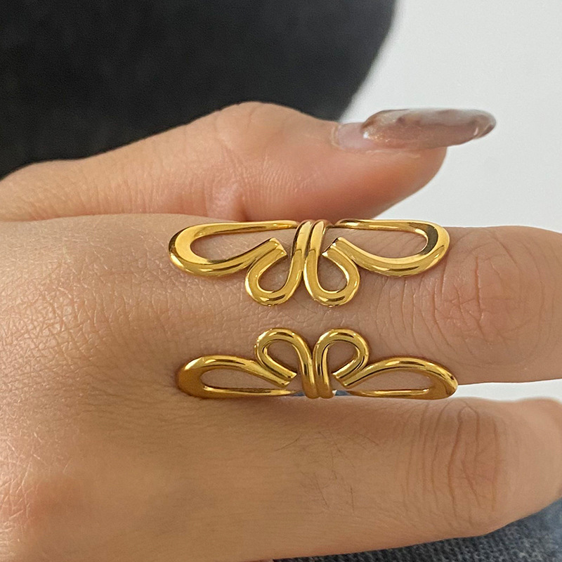 1 Stück Romantische Serie Natürliche Blume Edelstahl Gold Farbe Damen Einzelringe Bild2