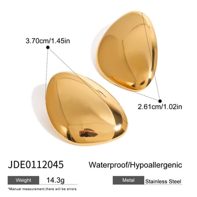 1 par de pendientes de botón de acero inoxidable irregulares de color dorado para mujer, serie simple, Europa y América h5 