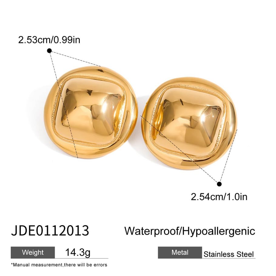 1 Pair Simple Series Modern Quadrilateral & Annular Shape Stainless Steel Gold Color Women's Stud Earrings 