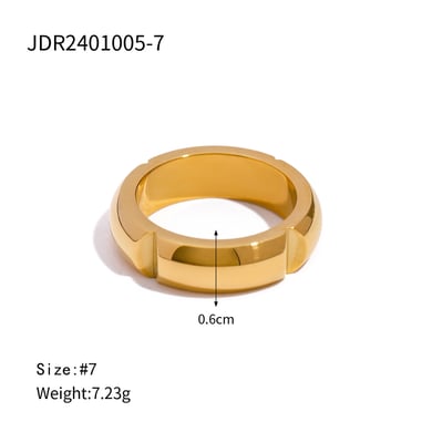 Anillos individuales de acero inoxidable dorados para mujer, serie simple, Europa y América, 1 pieza h5 