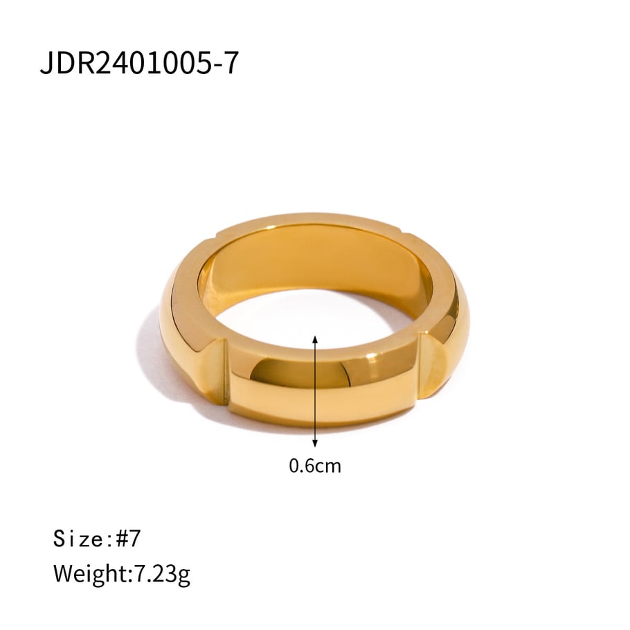 Anillos individuales de acero inoxidable dorados para mujer, serie simple, Europa y América, 1 pieza 
