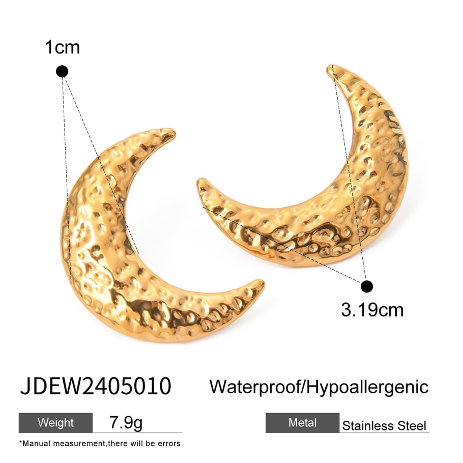 Anillos ajustables para mujer de acero inoxidable color dorado con diseño de luna clásica de serie simple de 1 pieza 