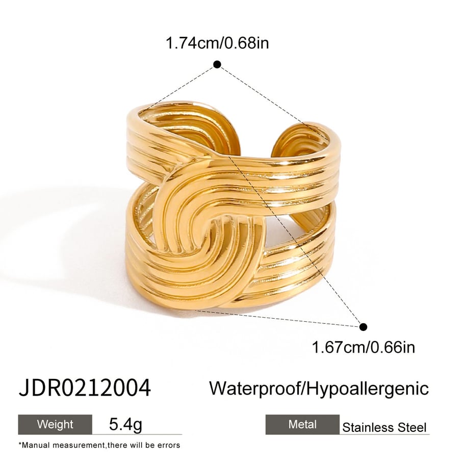 1 Stück Simple Series Ins Style Line Edelstahl Goldfarbene verstellbare Damenringe 