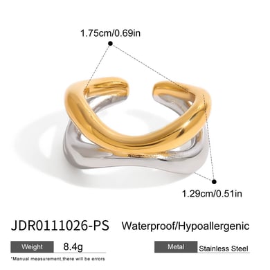 Anillos ajustables de acero inoxidable dorados para mujer, serie simple, Europa y América, 1 pieza h5 