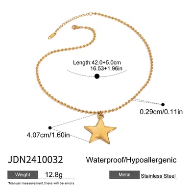 1 Stück Simple Series Europa und Amerika Pentagramm Edelstahl Gold Farbe Damen Anhänger Halsketten h5 