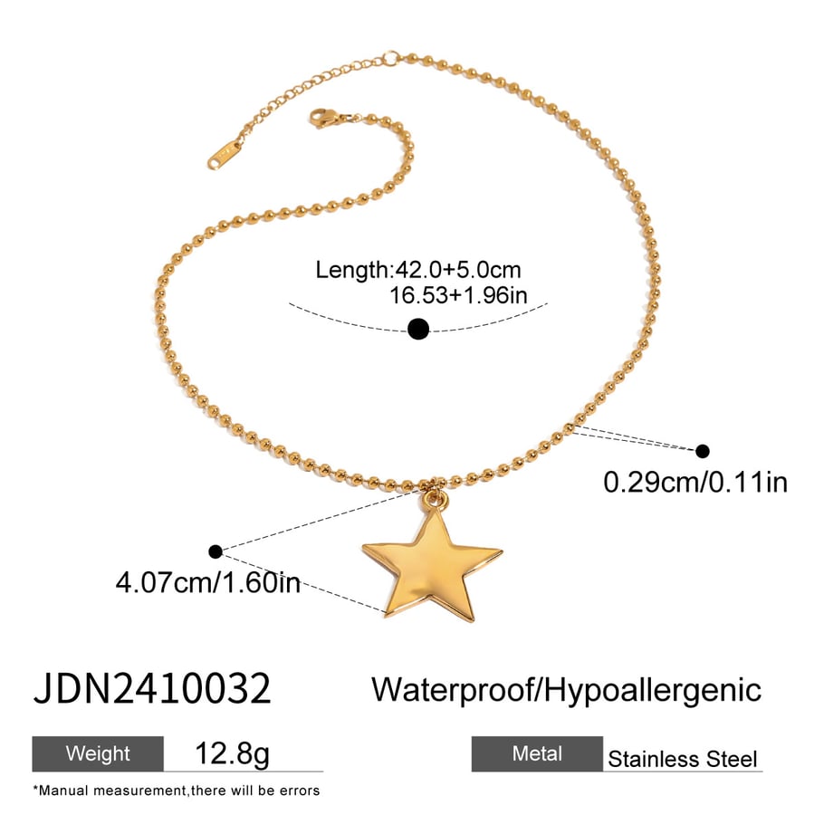 1 Stück Simple Series Europa und Amerika Pentagramm Edelstahl Gold Farbe Damen Anhänger Halsketten 