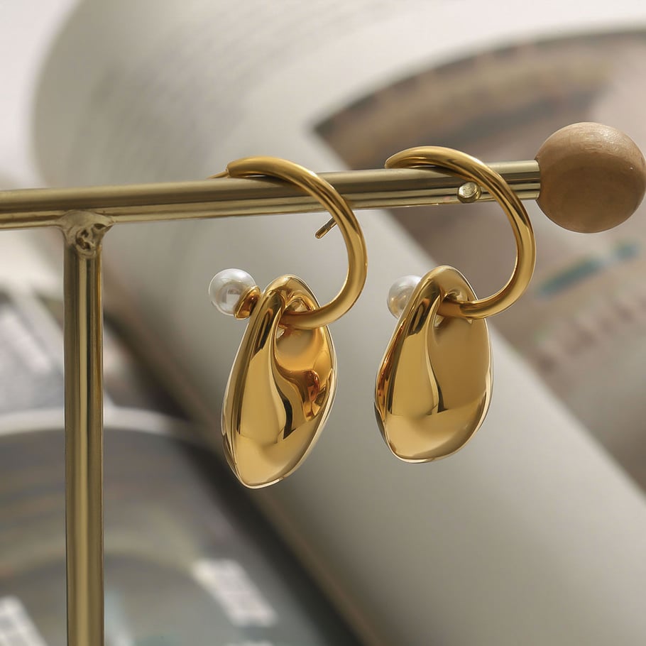 1 Pair Charming Series Ins Style Irregular Round Stainless Steel Gold Color Women's Drop Earrings Picture2