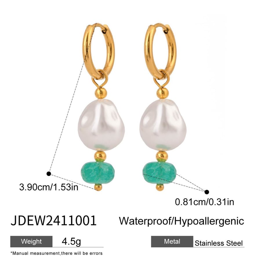 1 par de pendientes colgantes de acero inoxidable dorados con diseño de gota de estilo Ins de la serie clásica para mujer 