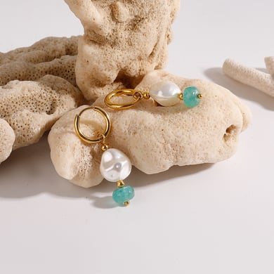 1 par de pendientes colgantes de acero inoxidable dorados con diseño de gota de estilo Ins de la serie clásica para mujer h5 Imagen2