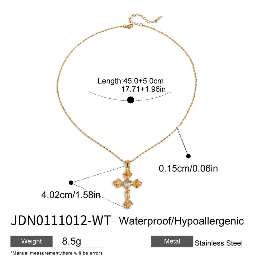 1 Piece Luxurious Series Fascinating Ross Cross Stainless Steel Gold Color Women's Pendant Necklaces 