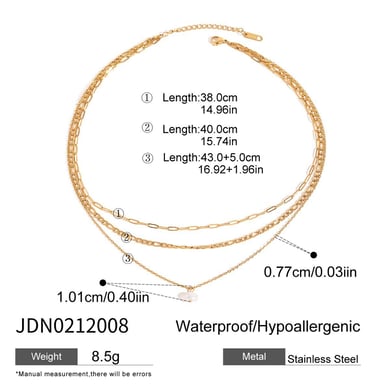 Collares en capas de acero inoxidable multicapa de color dorado para mujer, estilo Ins, serie simple, 1 pieza h5 