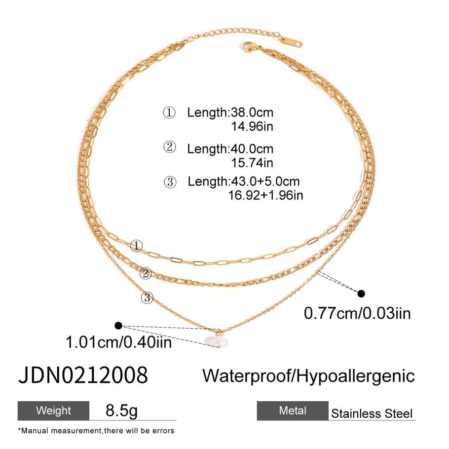Collares en capas de acero inoxidable multicapa de color dorado para mujer, estilo Ins, serie simple, 1 pieza 