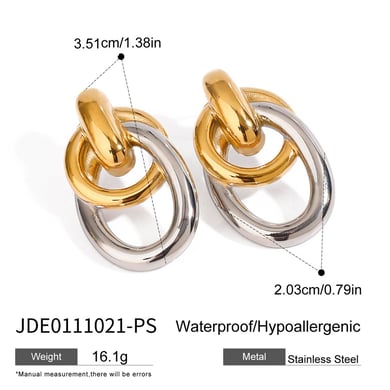 1 par de pendientes anulares de acero inoxidable dorados de serie simple para mujer h5 