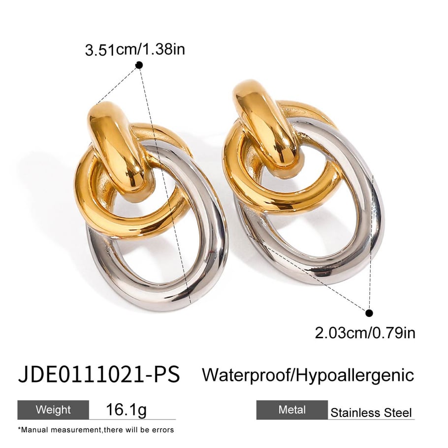 1 par de pendientes anulares de acero inoxidable dorados de serie simple para mujer 