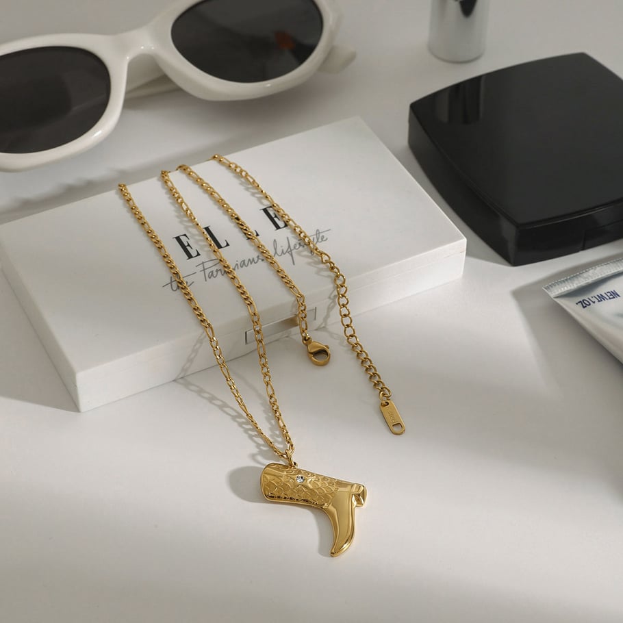 1 Piece Stylish Series Classic Solid Color Boot Stainless Steel Gold Color Women's Pendant Necklaces Picture2
