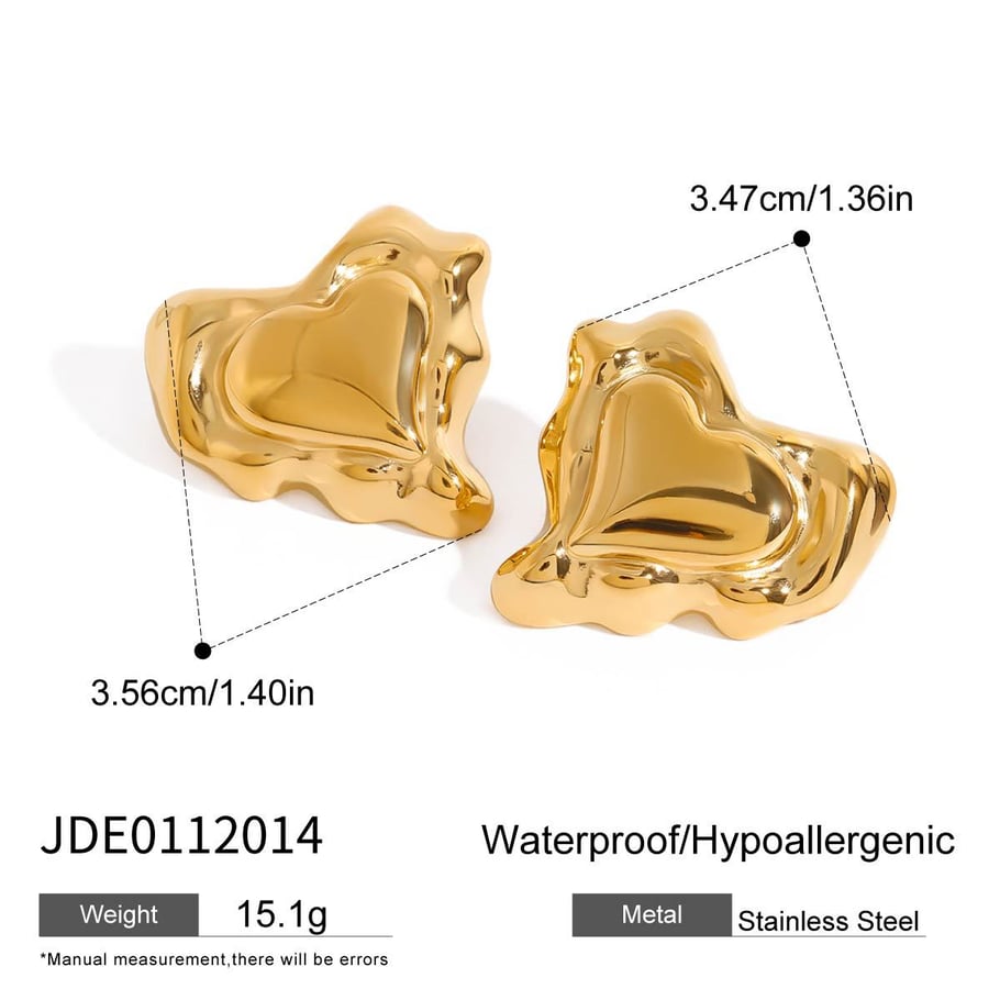 1 Piece Romantic Series Retro Irregular Heart Shape Stainless Steel Gold Color Women's Single Rings 
