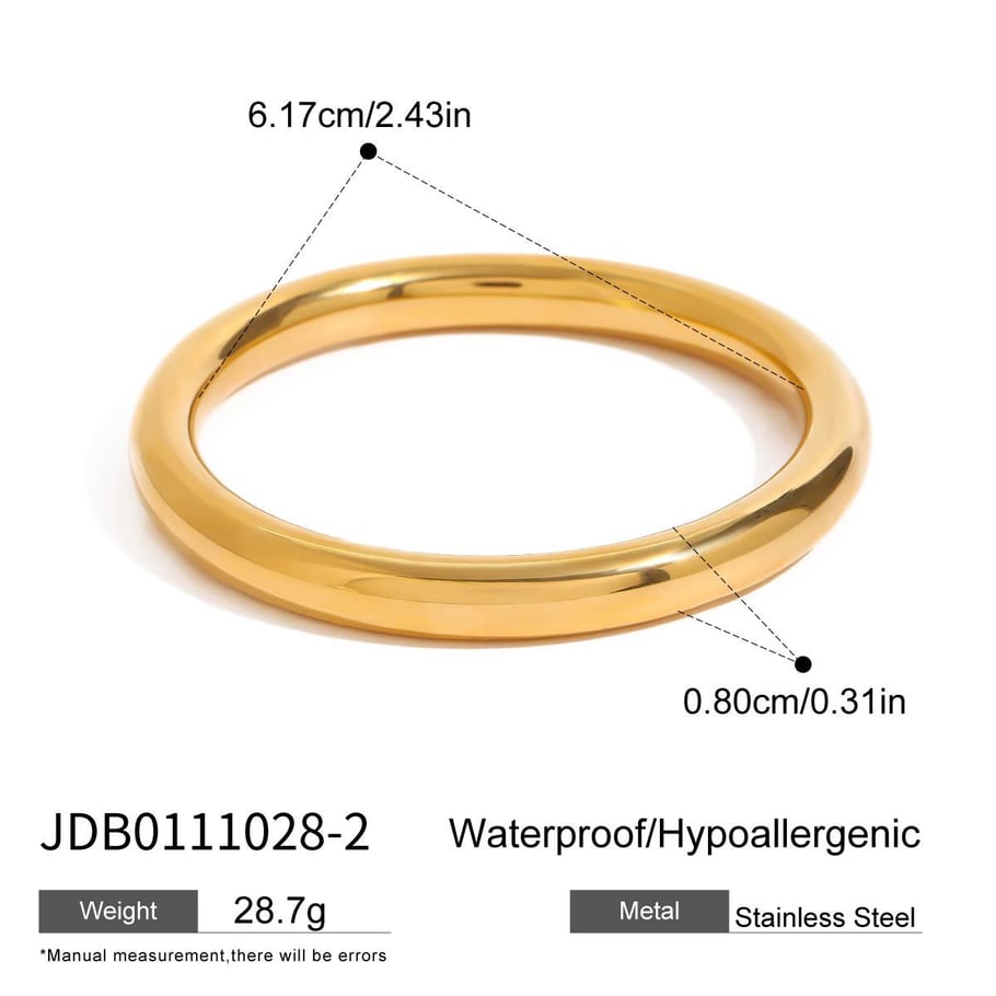 Pulseras de mujer de acero inoxidable en color dorado con diseño anular de Europa y América, serie simple, 1 unidad 