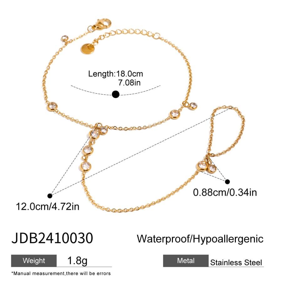 Pulsera de cadena de acero inoxidable color dorado para mujer, serie simple, estilo Europa y América, 1 unidad 