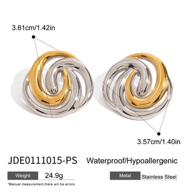 1 Paar einfache Serie elegante ringförmige Edelstahl Gold Farbe Damen Ohrstecker h5 