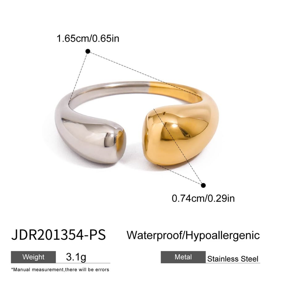 Anillos individuales para mujer de acero inoxidable dorado de colores mixtos, serie simple, estilo Ins, 1 pieza 