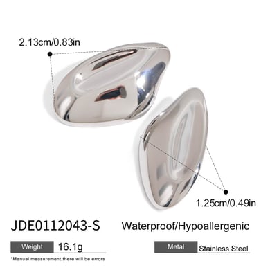 1 Pair Commute Series Fashionable Irregular Oval Shape Stainless Steel Gold Color Women's Stud Earrings h5 