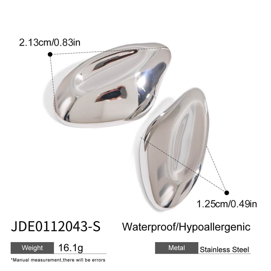 1 Pair Commute Series Fashionable Irregular Oval Shape Stainless Steel Gold Color Women's Stud Earrings 