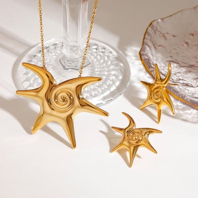 1 stück romantische serie  stern edelstahl gold farbe damen anhänger halsketten h5 Bild2