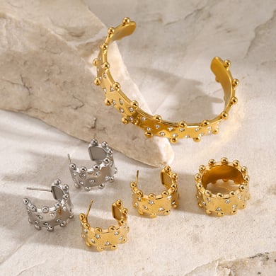 1 brazalete de acero inoxidable dorado con pentagrama retro de lujo para mujer. h5 Imagen2