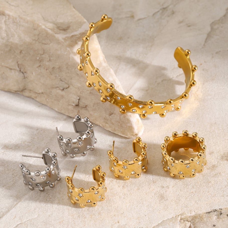 1 brazalete de acero inoxidable dorado con pentagrama retro de lujo para mujer. Imagen2