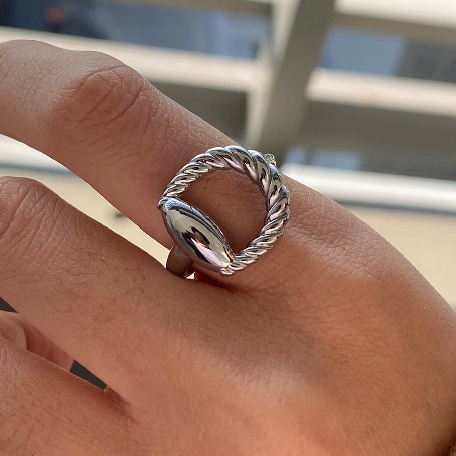 1 stück simple series  ringförmige edelstahl goldfarbene damen-einzelringe Bild2
