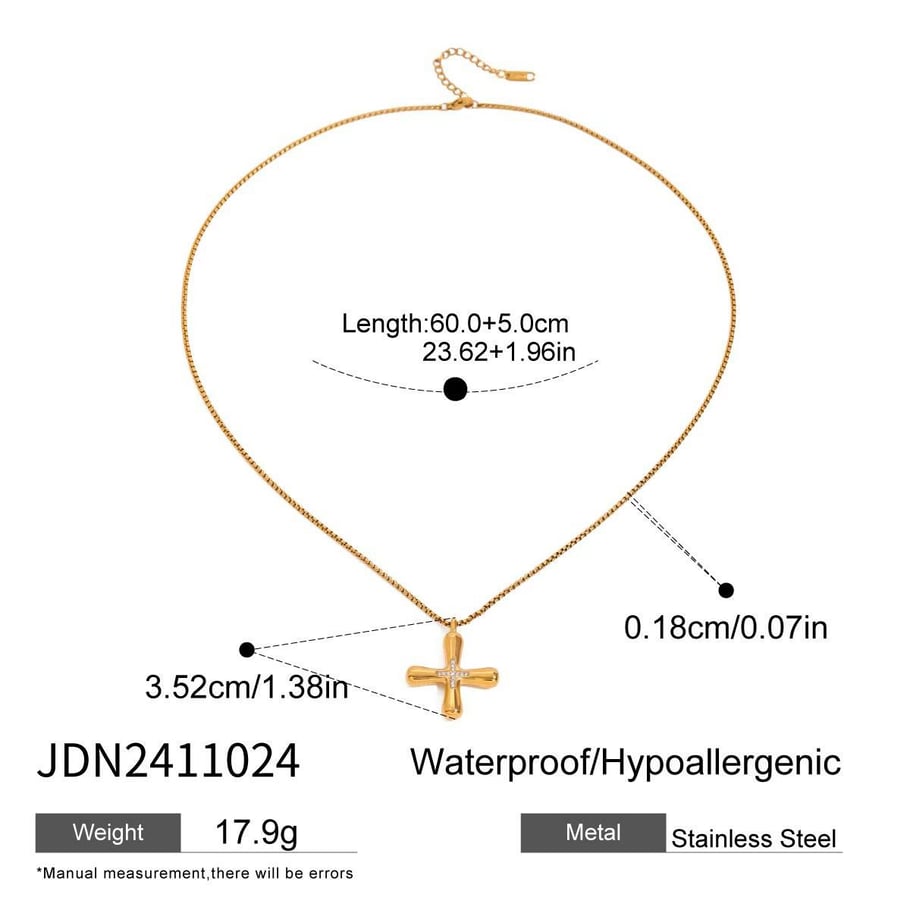 1 Piece Classic Series Elegant Cross Shape Stainless Steel Gold Color Women's Pendant Necklaces 