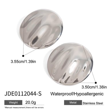 1 Pair Minimalist Series Water Ripple Pattern Stainless Steel Gold Color Women's Stud Earrings h5 