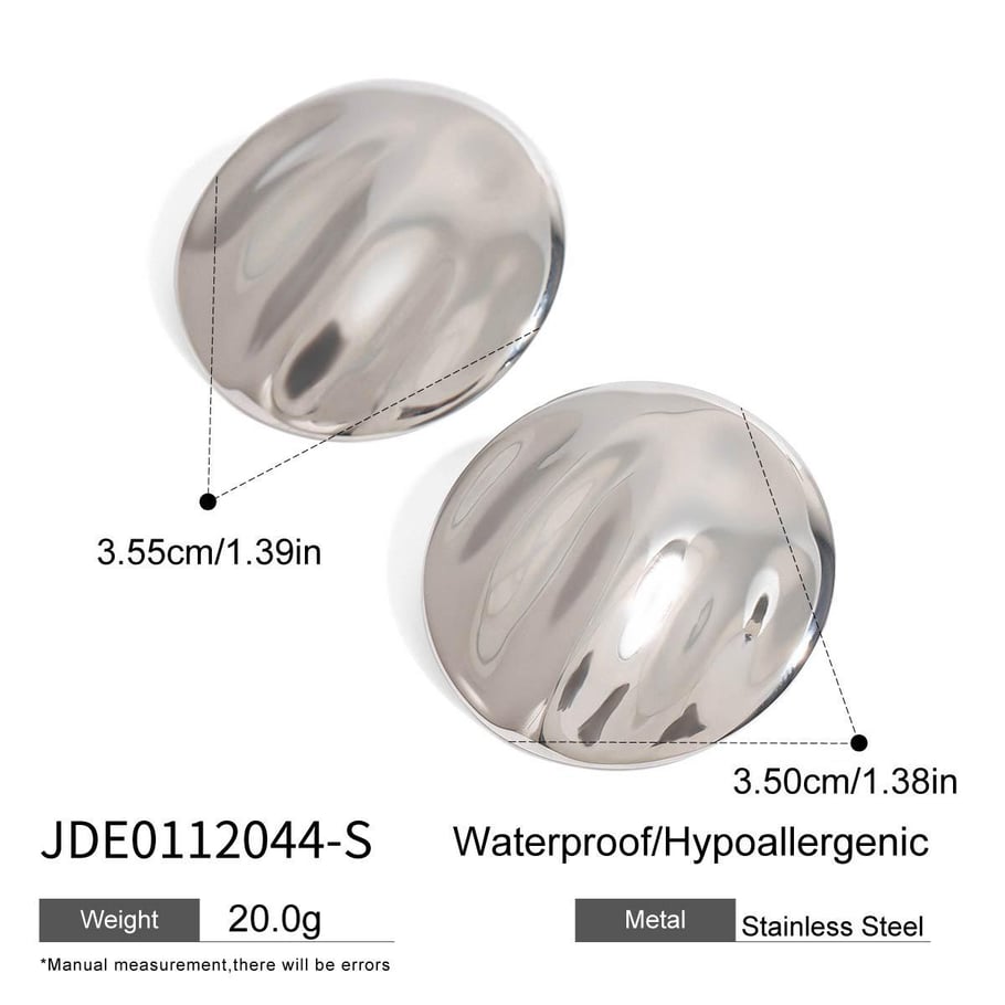1 Pair Minimalist Series Water Ripple Pattern Stainless Steel Gold Color Women's Stud Earrings 