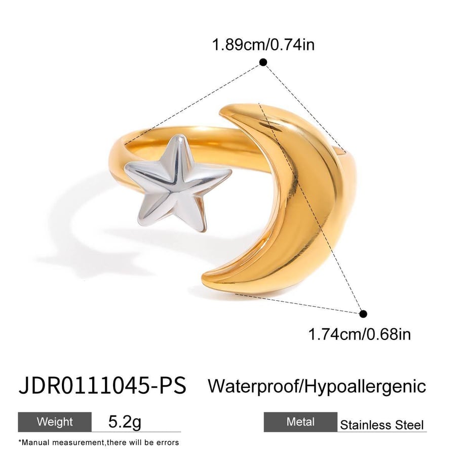 Anillos individuales de acero inoxidable dorados para mujer, serie clásica de Europa y América, de 1 pieza. 