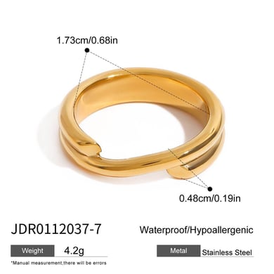 Anillos individuales para mujer de acero inoxidable color dorado con círculo clásico de serie simple de 1 pieza h5 