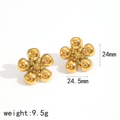 1 Pair Charming Series Chic Flower Shape Stainless Steel Gold Color Women's Earrings Set h5 Picture2