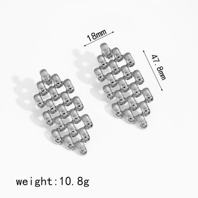 1 Pair Simple Series Rectangular Patchwork Stainless Steel Gold Color Women's Stud Earrings h5 