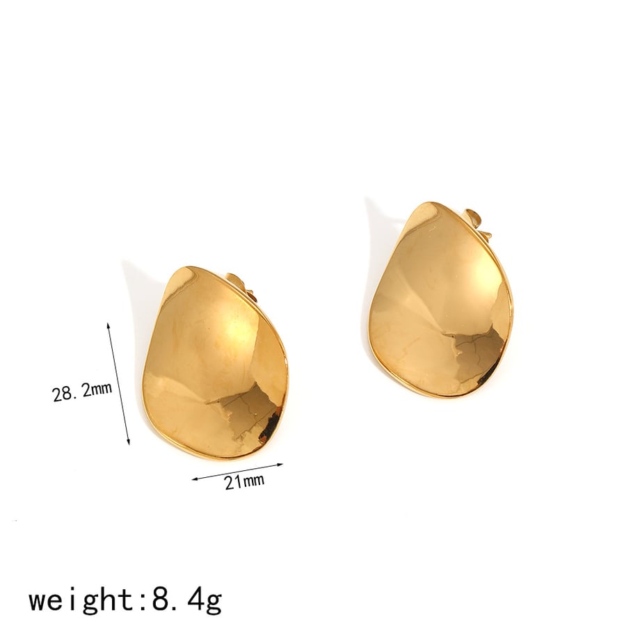 1 Pair Minimalist Series Casual Oval Shape Stainless Steel Gold Color Women's Stud Earrings 