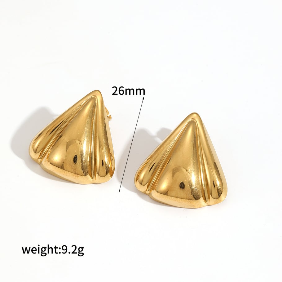 1 Pair Minimalist Series Ins Style Triangular Stainless Steel Gold Color Women's Stud Earrings 