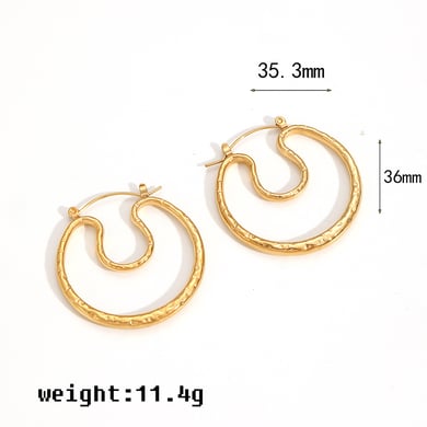 1 Pair Particular Series Daily Irregular Shape Stainless Steel Gold Color Women's Stud Earrings h5 