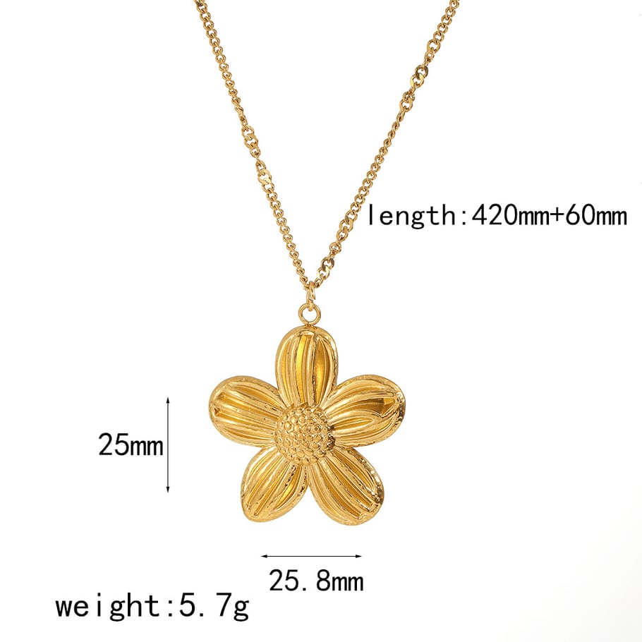 1 Pair Gorgeous Series Chic Sun Flower Stainless Steel Gold Color Women's Stud Earrings 