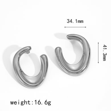 1 Pair Minimalist Style Irregular U Shape Stainless Steel Gold Color Women's Stud Earrings h5 