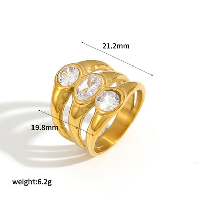 1 Piece Luxurious Series Vogue Natural Droplet Stainless Steel Gold Color Women's Single Rings h5 
