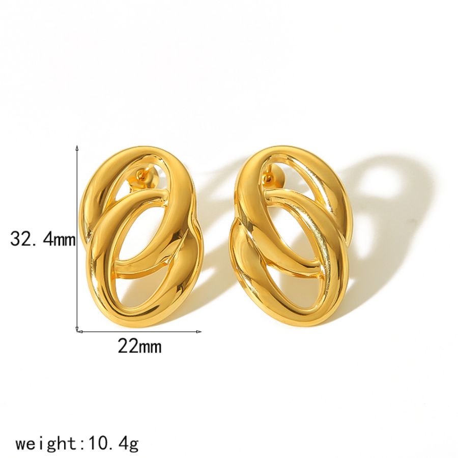 1 Pair Exquisite Series Daily Double-layer Round Stainless Steel Gold Color Women's Stud Earrings 