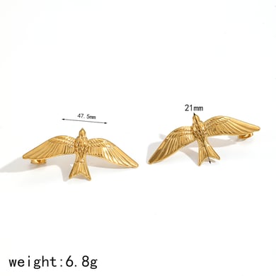 1 Pair Shining Series Classic Swallow Shape Stainless Steel Gold Color Women's Stud Earrings h5 