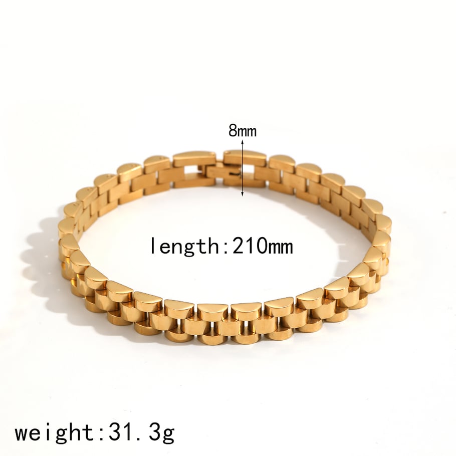 1 Piece Minimalist Series Chain Watchband Stainless Steel Gold Color Unisex Chain Bracelets Picture2