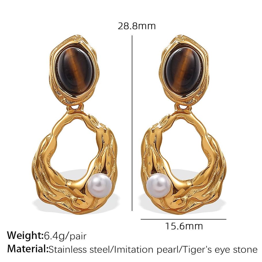 1 Pair Classic Series Retro Geometric Titanium Steel   Gold Color  Women's Drop Earrings Picture2
