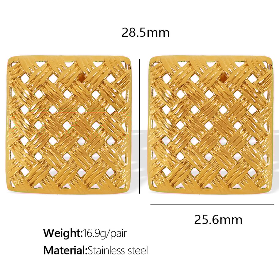 1 Pair Luxurious Series Retro Geometric Titanium Steel   Gold Color  Women's Stud Earrings 